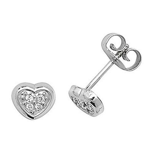 Cz Heart Stud Earrings ES291W Jewellery - James Moore TH - Modalova