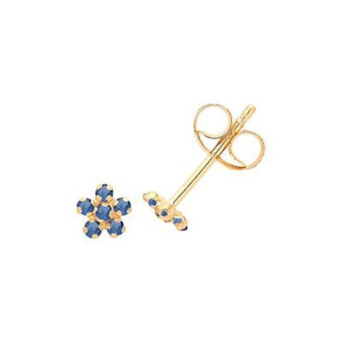 Ct Yellow Gold Blue Cz Flower Stud Earrings Jewellery - James Moore TH - Modalova