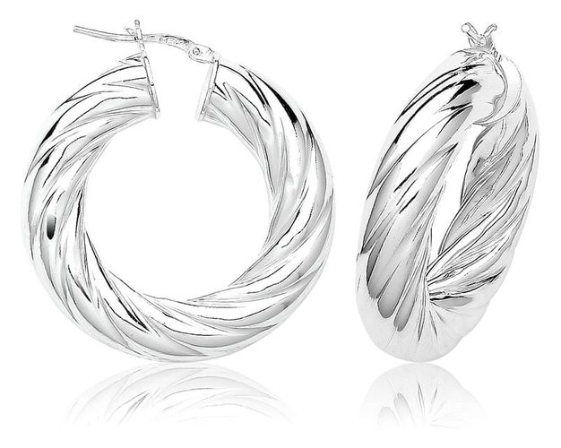 Silver 8mm Twisted Hoop Earrings G51322-20 Jewellery - James Moore TH - Modalova