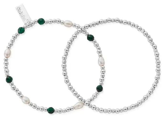 Pearl and Malachite MAGICAL BEAUTY Set of 2 Bracelets Jewellery - ChloBo - Modalova