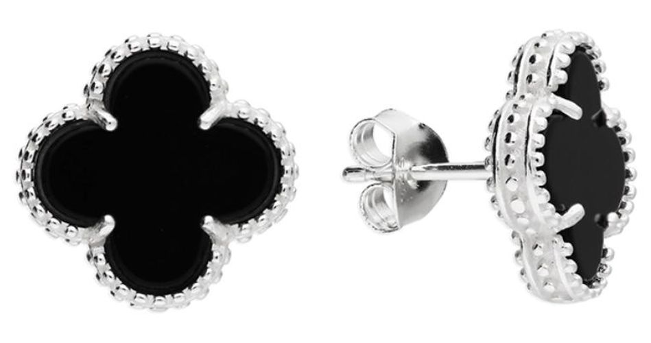 Quatrefoil Yynthetic Onyx Clover Sterling Jewellery - James Moore CME - Modalova
