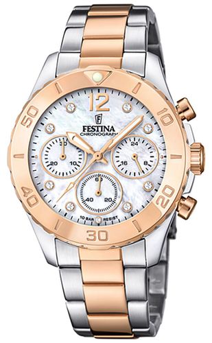 Ladies Rose-Plated Chrono W/Bracelet & CZ Sets Watch - Festina - Modalova