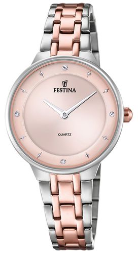 Ladies Rose-Plt. W/CZ Sets & Steel Bracelet Watch - Festina - Modalova