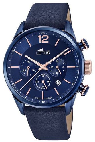 Men's Leather Strap | Chronograph Dial Watch - Lotus - Modalova