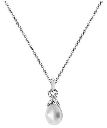 Silver Rodium Cz and synthetic pearl Pendant Jewellery - James Moore TH - Modalova