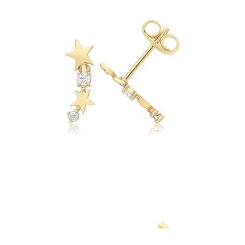 Ct Yellow Gold Graduated Star Cz Stud Jewellery - James Moore TH - Modalova