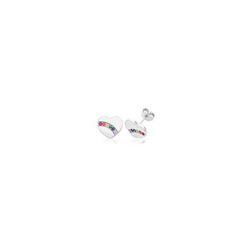 Silver Rainbow Cz Insert Stud Earrings Pride Jewellery - James Moore TH - Modalova