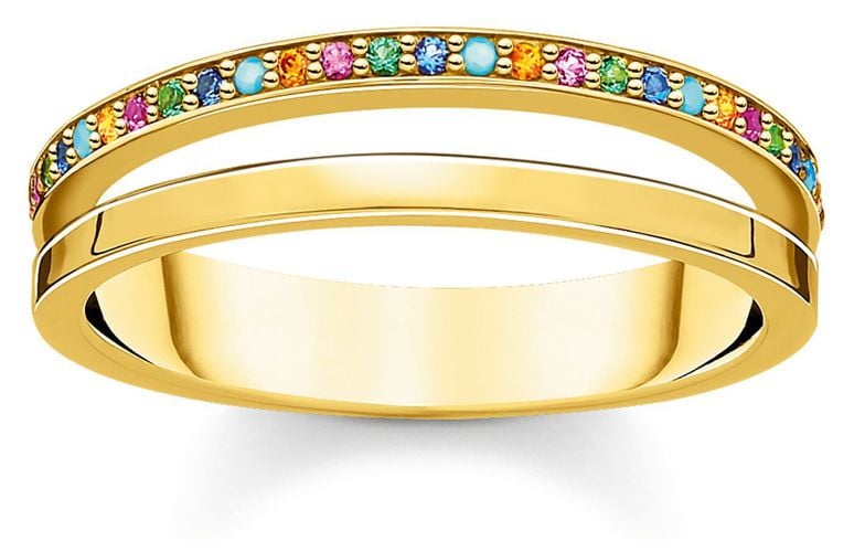 Gold Coulourful Stone Dot Ring | UK Size N (54) Jewellery - Thomas Sabo - Modalova