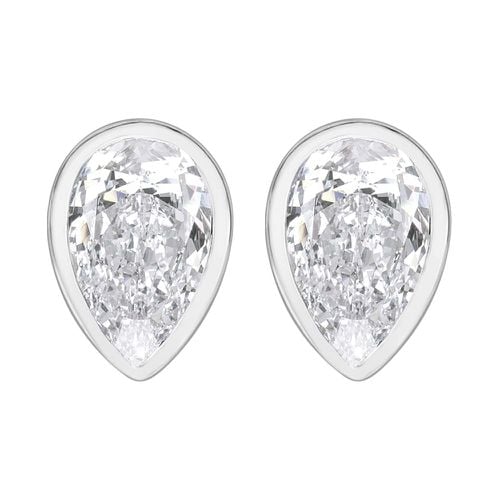 Single Stone Rubover Pear Stud Earrings Jewellery - Perfection Crystals - Modalova