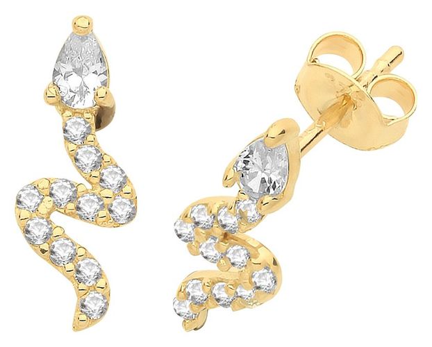 Ct Gold Snake Cz Stud Earrings ES1609 Jewellery - James Moore TH - Modalova