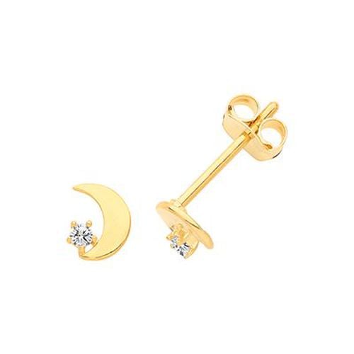 Moon Cubic Zirconia Stud Jewellery - James Moore TH - Modalova