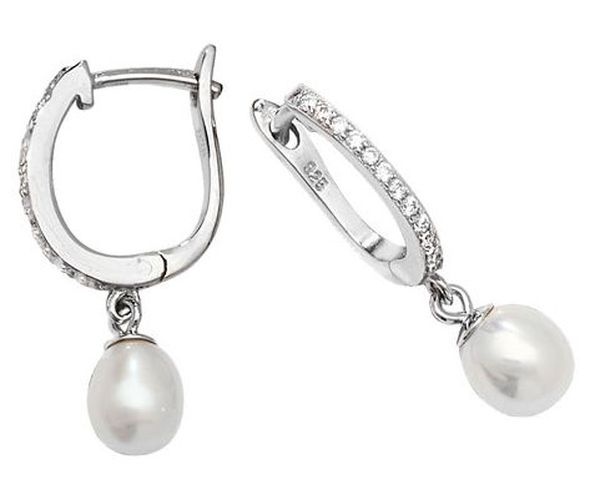 SILVER CZ & PEARL RH PLATED CLIP EARRINGS Jewellery - James Moore TH - Modalova