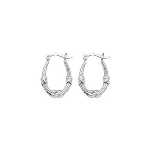 Silver Oval Knoted Creole Hoop Earrings Jewellery - James Moore TH - Modalova