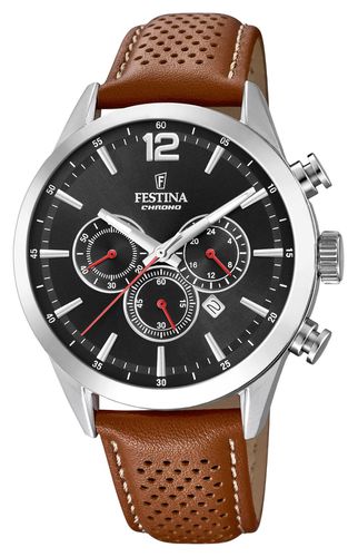 Men's Chronograph | Dial | Leather Strap Watch - Festina - Modalova