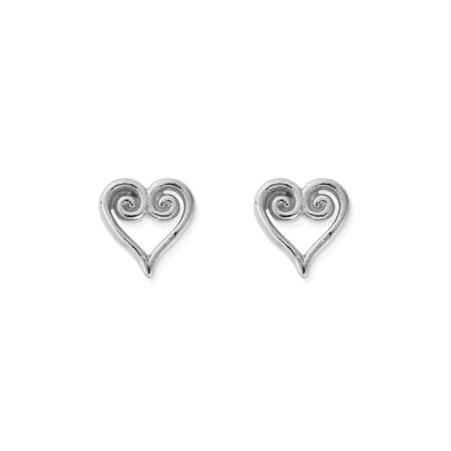 In Bloom SCROLL HEART Stud Earrings - 925 Sterling Jewellery - ChloBo - Modalova