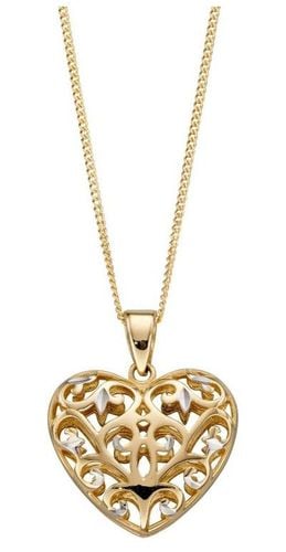 Ct Y/g W/g Filigree Open Heart Pendant Only Jewellery - Elements Gold - Modalova