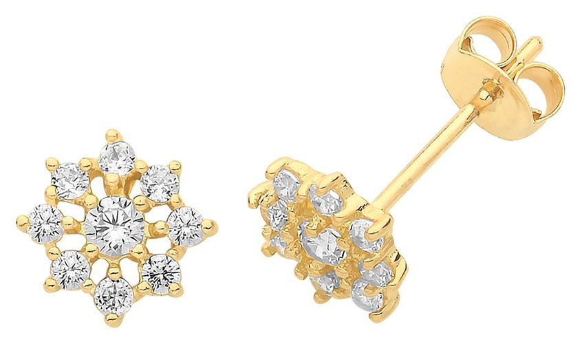 Ct Gold Cz Flower Stud Earrings ES1605 Jewellery - James Moore TH - Modalova