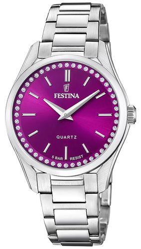 Ladies Steel With CZ Set & Steel Bracelet Watch - Festina - Modalova