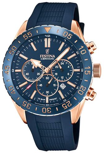 Men's | Ceramic Bezel | Rubber Strap Watch - Festina - Modalova