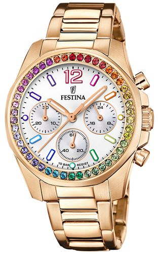 Ladies Rose-pl.Steel Chrono W/Steel Bracelet Watch - Festina - Modalova