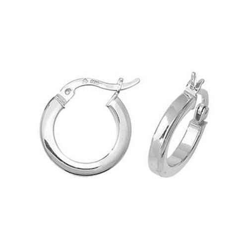 Silver Squared Off Creole Line Pattern Hoop Jewellery - James Moore TH - Modalova