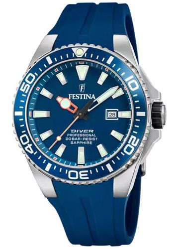 Men's Diver (45.7mm) Dial / Rubber Strap Watch - Festina - Modalova