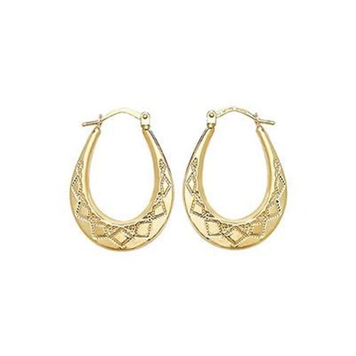 K Yellow Gold Creole Hoop Earrings ER495 Jewellery - James Moore TH - Modalova