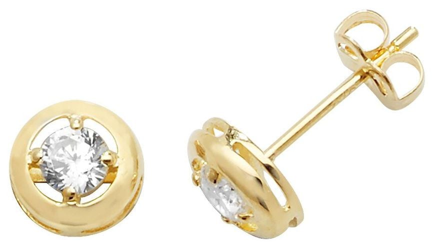 K Yellow Gold Cubic Zirconia Stud Earrings Jewellery - James Moore TH - Modalova