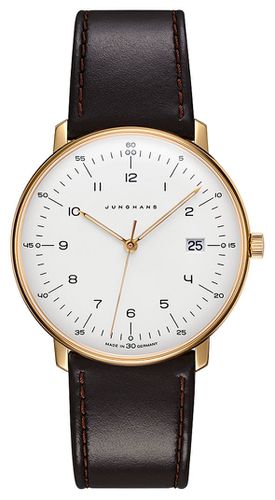 Max Bill Quartz | Leather Strap | Gold Plated Watch - Junghans - Modalova