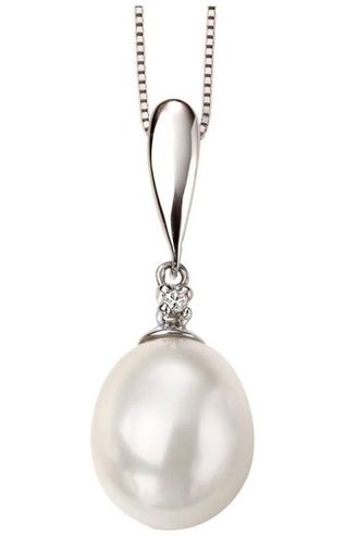 Ct Gold Diamond Pearl Drop Pendant Only Jewellery - Elements Gold - Modalova