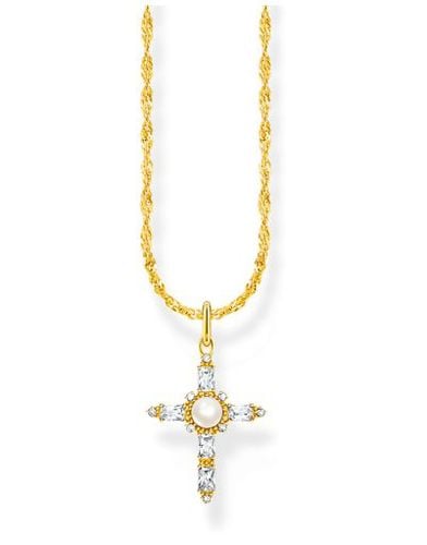 Gold-plated necklace with white cross pendant Jewellery - Thomas Sabo - Modalova