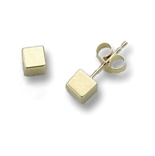 K Yellow Gold Cube Stud Earrings ES262S Jewellery - James Moore TH - Modalova