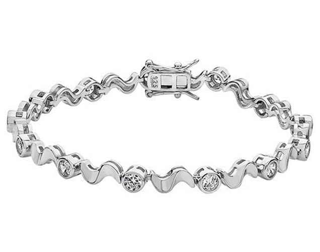 Unisex TH Silver CZ Curb Braclet G2379 Jewellery - James Moore TH - Modalova