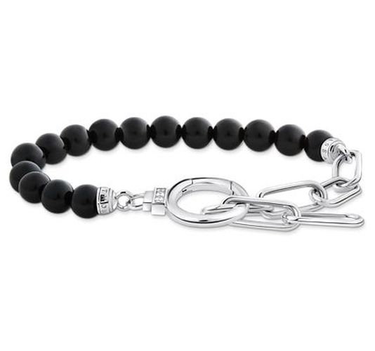 Silver Onyx Beads And Zirconia Bracelte Jewellery - Thomas Sabo - Modalova