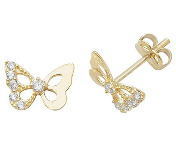 Cubic Zirconia Butterfly Stud Jewellery - James Moore TH - Modalova