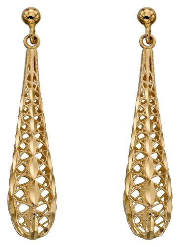 K Yellow Gold Filigree Tear Drop Earrings Jewellery - Elements Gold - Modalova