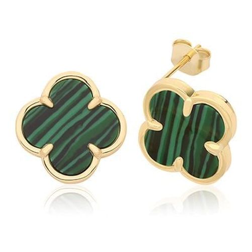 SILVER YEL MALACHITE CLOVER LEAF Jewellery - James Moore TH - Modalova