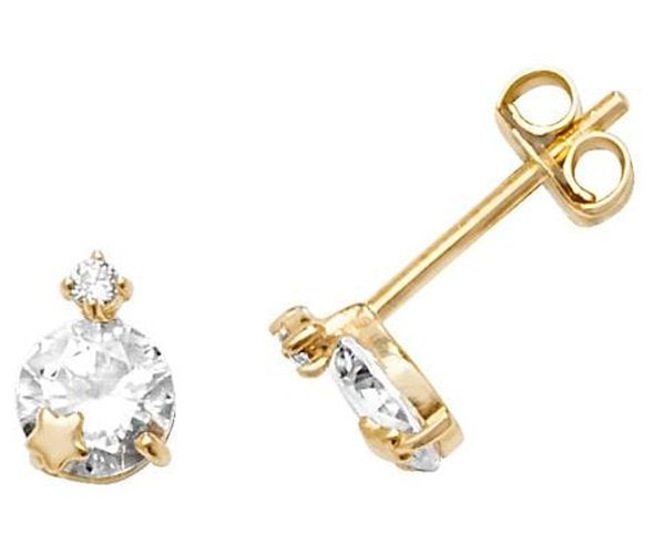 K Yellow Gold Cubic Zirconia Star Stud Jewellery - James Moore TH - Modalova