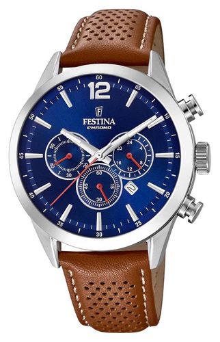 Chronograph Dial Leather Strap F20542/3 Watch - Festina - Modalova