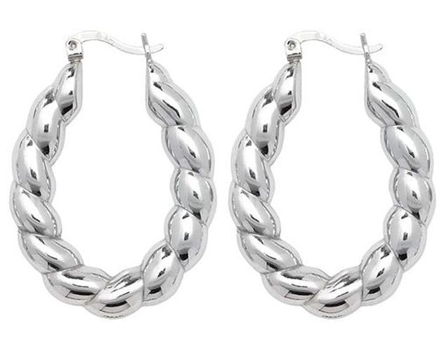 Silver Large Twist Creole Earrings G5888 Jewellery - James Moore TH - Modalova