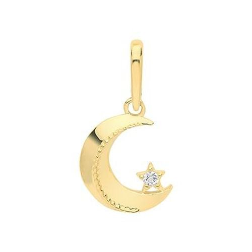 K Yellow Gold Star Moon Cubic Zirconia Jewellery - James Moore TH - Modalova