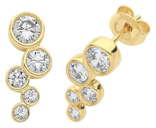 Ct Gold 5 Stone Cz Stud Earrings ES1630 Jewellery - James Moore TH - Modalova