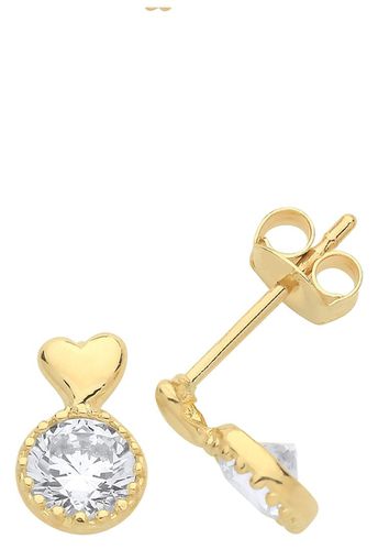 Ct Gold Cz Heart Drop Stud Earrings ES1603 Jewellery - James Moore TH - Modalova