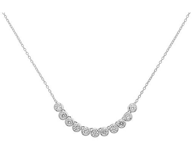 Silver Cubic Zirconia Row Necklace G3354 Jewellery - James Moore TH - Modalova