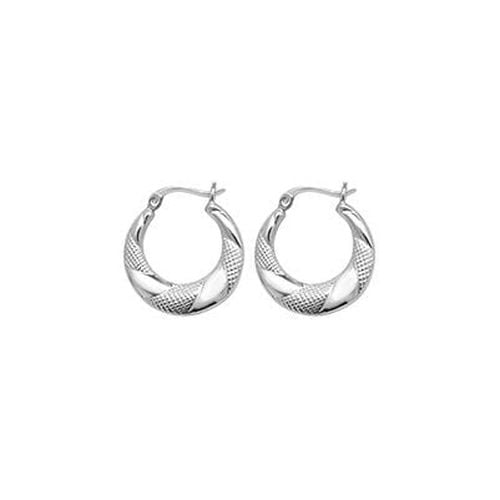 Silver Patterned Creole Earrings G51043 Jewellery - James Moore TH - Modalova