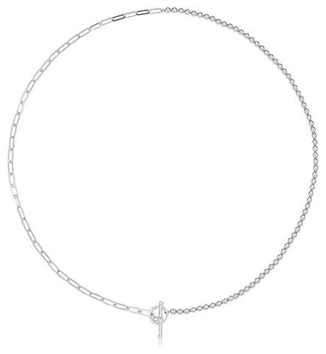 SILVER BEAD AND PAPERCLIP CHAIN T BAR N/LET Jewellery - James Moore TH - Modalova