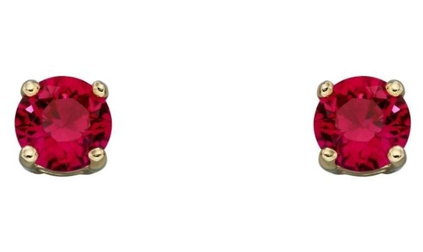 Ruby Cz July Birthstone Studs Jewellery - Elements Gold - Modalova