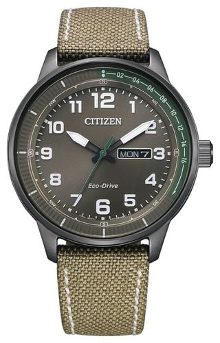 Men's Eco-Drive (42mm) Dial / Khaki Fabric Watch - Citizen - Modalova