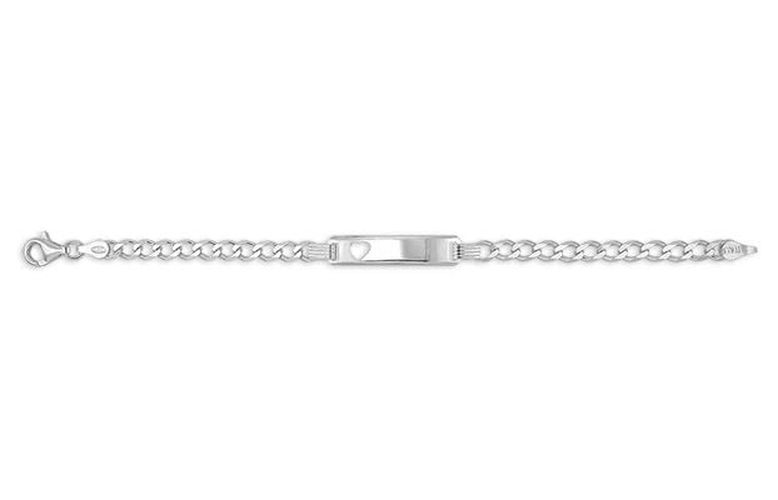 Silver Babies Curb Cut Out Heart ID Bracelet Jewellery - James Moore TH - Modalova