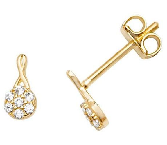 K Yellow Gold Cubic Zirconia Stud Earrings Jewellery - James Moore TH - Modalova